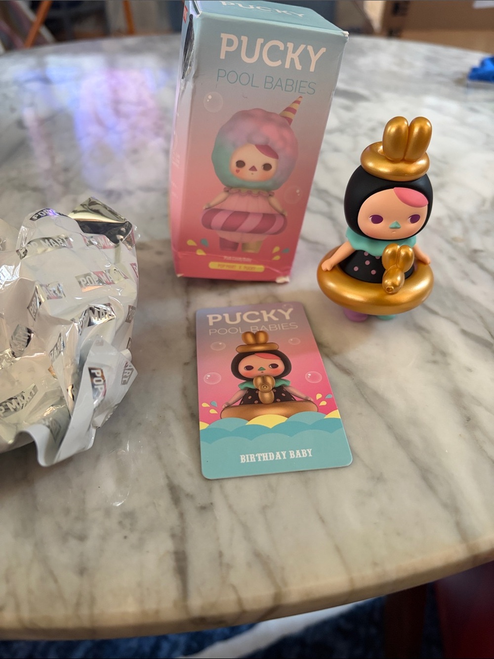 Pucky Pool Babies Birthday Baby Vinyl Figure - Pink, Gold, Black